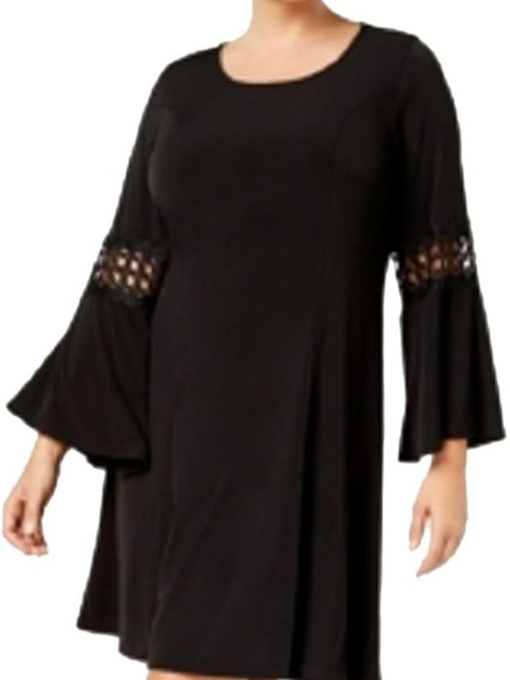 NY Collection Womens Plus Size Bell-Sleeve Fit and Flare Dress